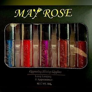 May Rose 5 piece Sample pack metallic glitter lip gloss in 5 beautiful colors